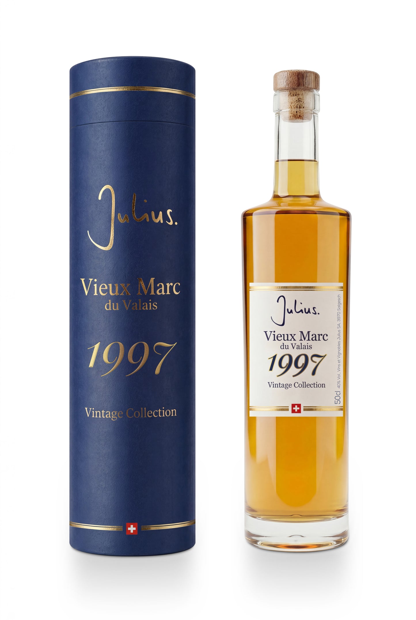 Vieux Marc du Valais, 40%, Vintage Collection 1997, Fam.Pierre-Alain Mathier, Vins et Vignobles Julius SA, Salgesch, 1997, 50cl