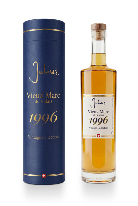 Vieux Marc du Valais, 40%, Vintage Collection 1996, Fam.Pierre-Alain Mathier, Vins et Vignobles Julius SA, Salgesch, 1996, 50cl